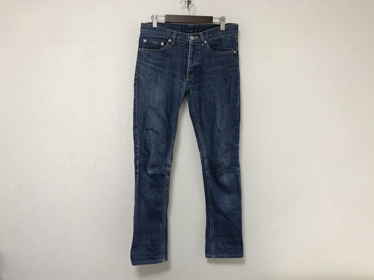 本物エックスガールxgirl洗い加工コットンスキニーデニムパンツレディース青ブルー0XS日本製拍卖