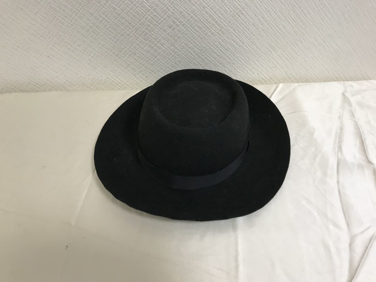 美品本物カオリノモリKAORINOMORIウールハット帽子メンズレディース黒ブラック日本製M拍卖