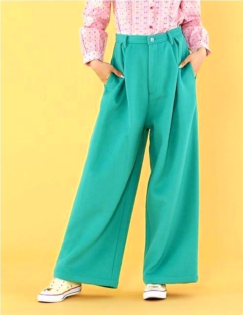 新品 定価2.5万 Little sunny bite メルトン ウール パンツ 緑 リトルサニーバイト グリーン拍卖