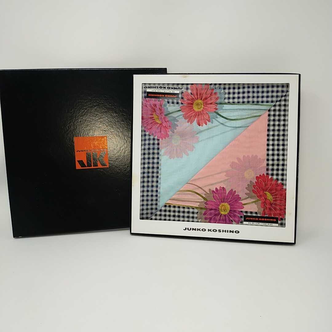 ●未使用●ジュンココシノ JUNKO KOSHINO ハンカチ ブランドハンカチ 2枚セット 花柄 ガーベラ チェック柄 S拍卖