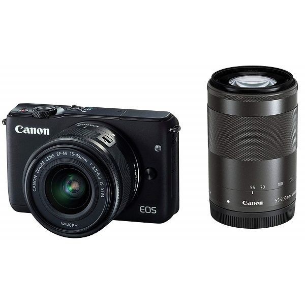 中古 1年保証 美品 Canon EOS M10 15-45mm 55-200mm ダブルズームキット ブラック拍卖