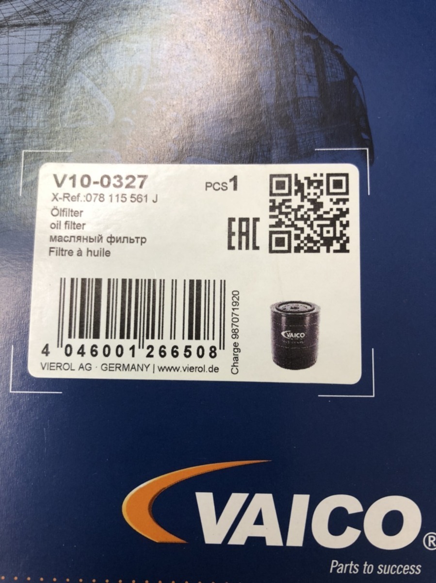 フォルクス ワーゲン パサート V6 4モーション 3BAMXF 078115561J VAICO バイコ オイル エレメント フィルター拍卖