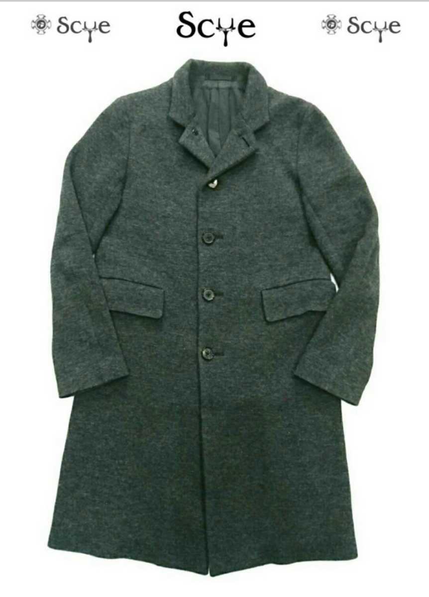 即完売 Scye サイ 日本製 高級カシミア混紡ウールチェスターコート レディース 36 美品 ツイード ジャケット拍卖