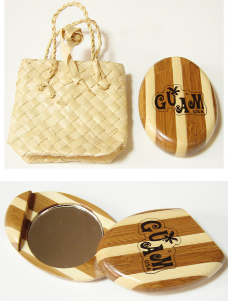 GUAM ミラー/グアム/SURF/手鏡/アロハ/ラウハラ/ハワイ/トロピカル/バンブー/サーフ/USA/拍卖