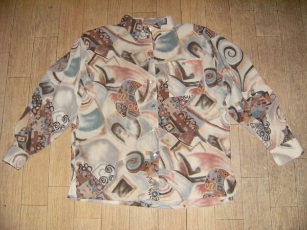 昭和レトロ★日本製★90年代★ボヘミアン ピカソ 長袖シャツ ロングシャツ拍卖