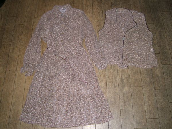 昭和レトロ,日本製★お嬢様,やまとなでしこ★ワンピース 茶,花柄拍卖