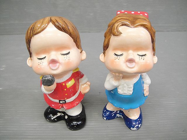 【NH832】昭和レトロ もんあみ 陶器製 貯金箱 2個セット モンアミ レトロポップ 置物 インテリア 飾り拍卖