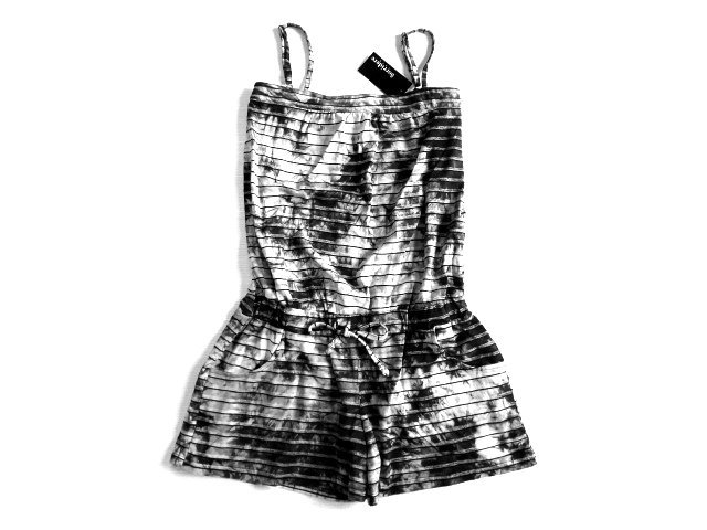 新品 Sorridere ソリデル オールインワン L ロンパース ショートパンツ グレー タイダイ エスニック柄拍卖