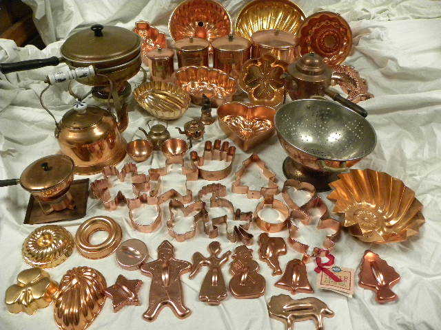 |o_o|アンティーク福袋アメリカのcopperコッパー赤銅(1n)キッチン用品等47個拍卖