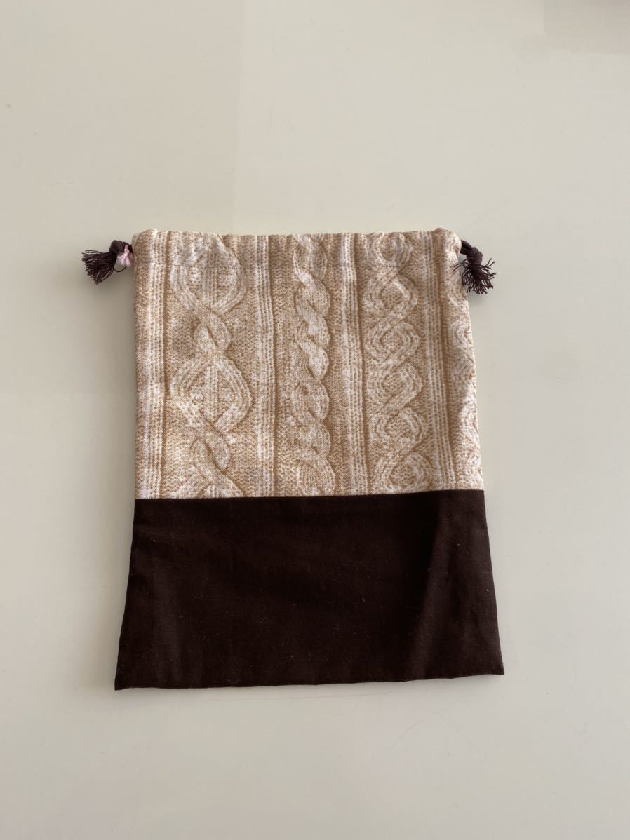 ハンドメイド★巾着袋 ニット柄(592)拍卖