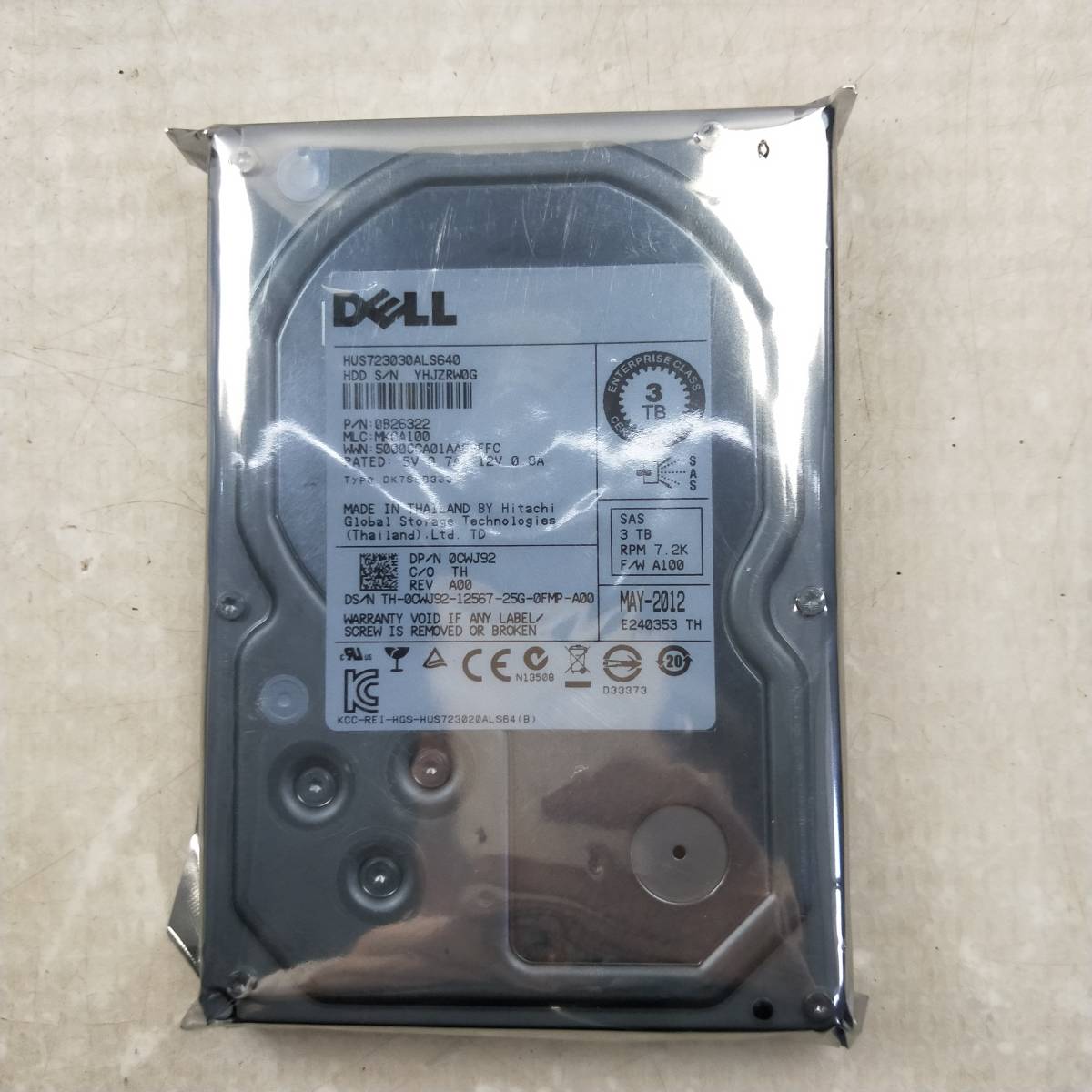 新品 サーバー用 DELL HUS723030ALS640 7.2K 3.5インチ SAS ハードディスク 3TB HDD 1台■HDD175拍卖