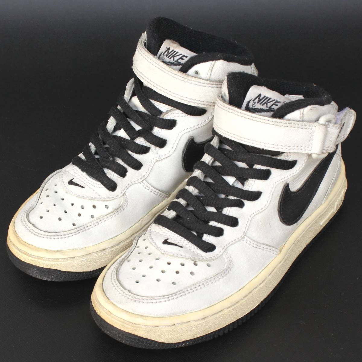 (11999)NIKE 98年製 FORCE 1 MID 651151-104 11C 17cm(ナイキ フォースワンAF1エアフォースワン白黒ジュニア キッズ ベビー インテリア)拍卖