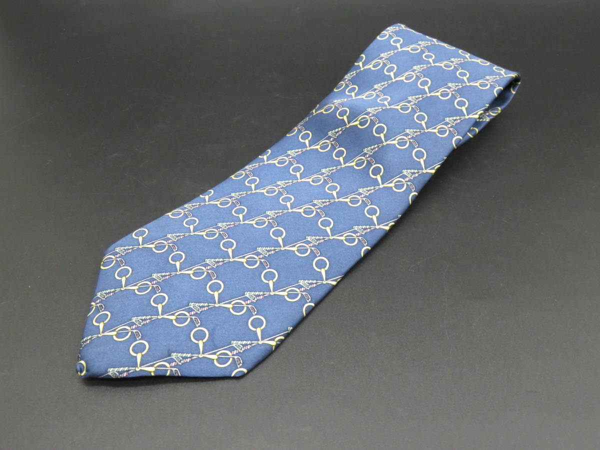 EMILIO ROSSI エミリオ・ロッシ ネクタイ ブルー×ゴルフクラブ柄 ビジネス スーツ 服飾小物 ブランド R3210拍卖