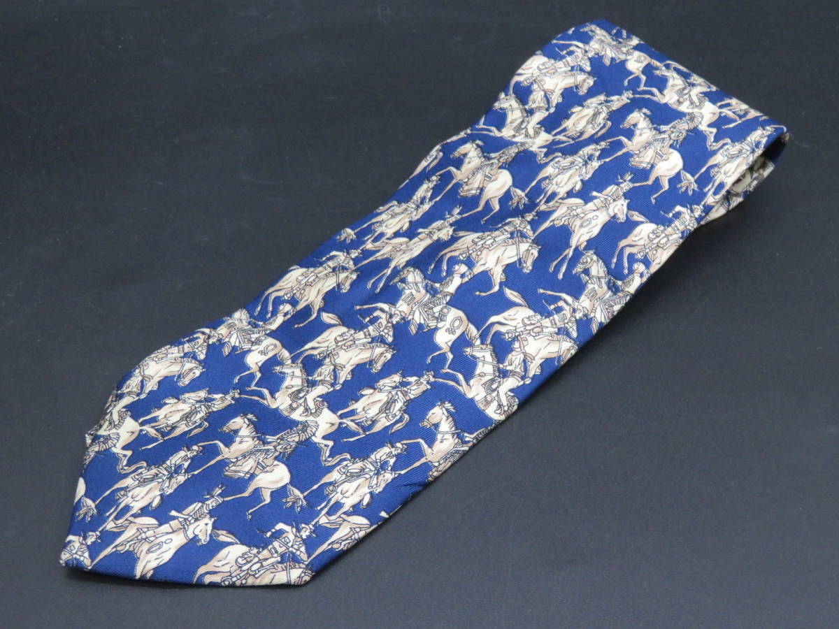 Hunting World ハンティングワールド メンズ ネクタイ ブルー×騎馬 柄 ビジネス スーツ 服飾小物 ブランド R311410拍卖