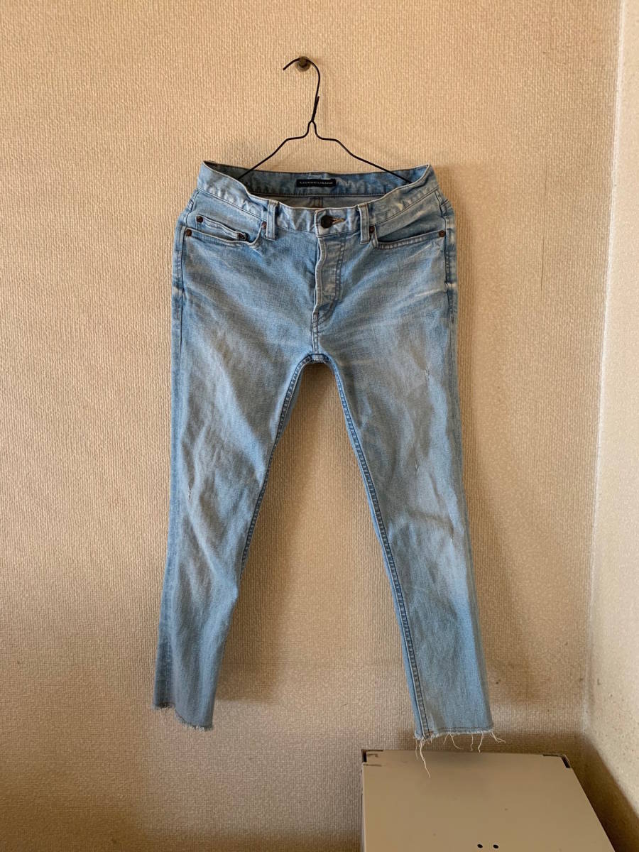 LOUNGE LIZARD|ラウンジリザード スーパーストレッチ ダメージ ジーンズ アイスブルー1拍卖