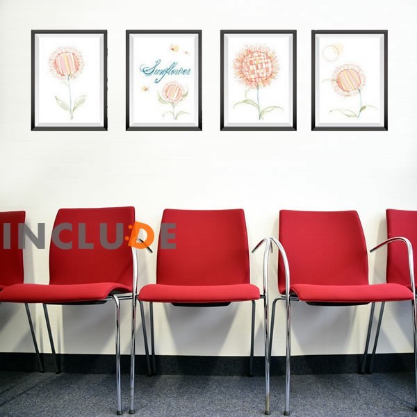 ウォールステッカー 花 フラワー ひまわり 向日葵 色鉛筆 鉛筆書き いろえんぴつ 落書き拍卖