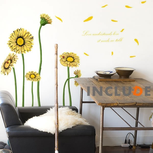 ウォールステッカー ひまわり 向日葵 常夏 黄色い花 元気 夏休み 日輪草拍卖