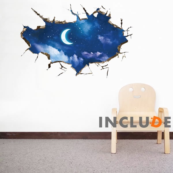 ウォールステッカー 風景 窓 景色 月 三日月 壁シール ウォールシール 北欧 カフェ CAFE リビング拍卖