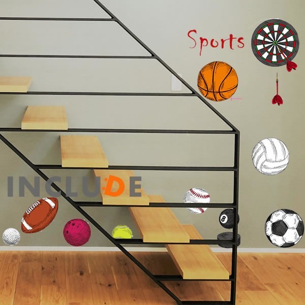 ウォールステッカー ボール サッカー バスケット バレー 野球 テニス ビリヤード ボーリング スポーツ 陽気 楽しい拍卖