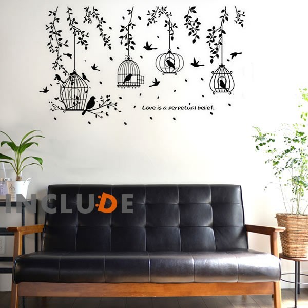 ウォールステッカー 鳥 とり ツリー 清々しい 鳥かご さえずり しだれ トリバゴ拍卖
