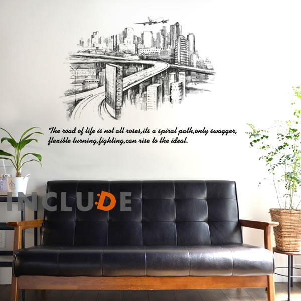 ウォールステッカー ラインアート 手書き風 鉛筆書き 美術 近代 都市 クール 書写 癒し ウォールアート拍卖