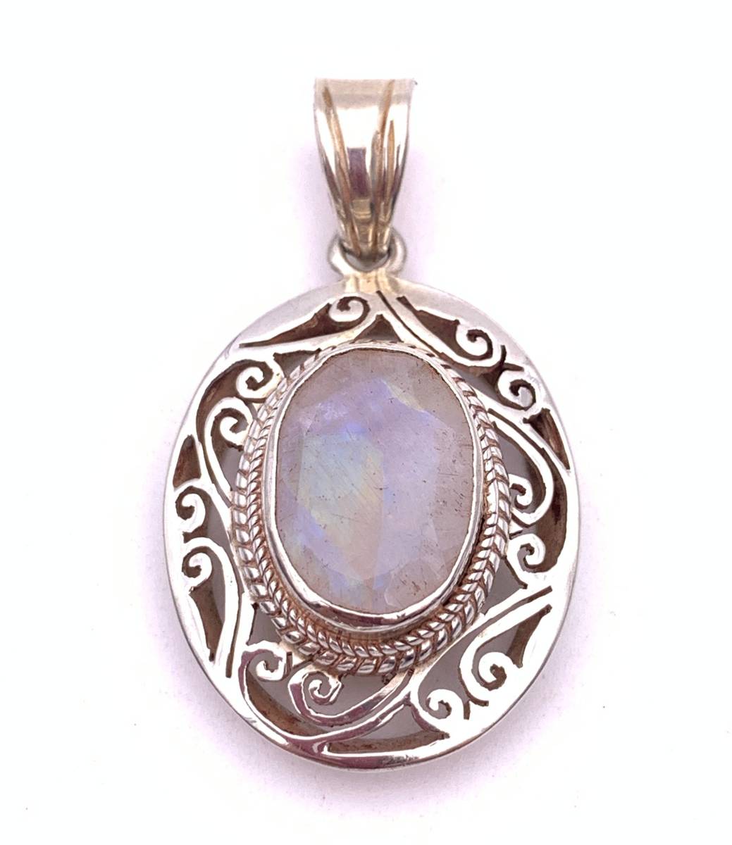 天然石ムーンストーンsilver925トップ/HANDMADE-A1拍卖