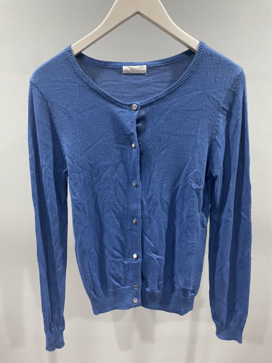 indexインデックス長袖カーディガン青トップスレディース拍卖
