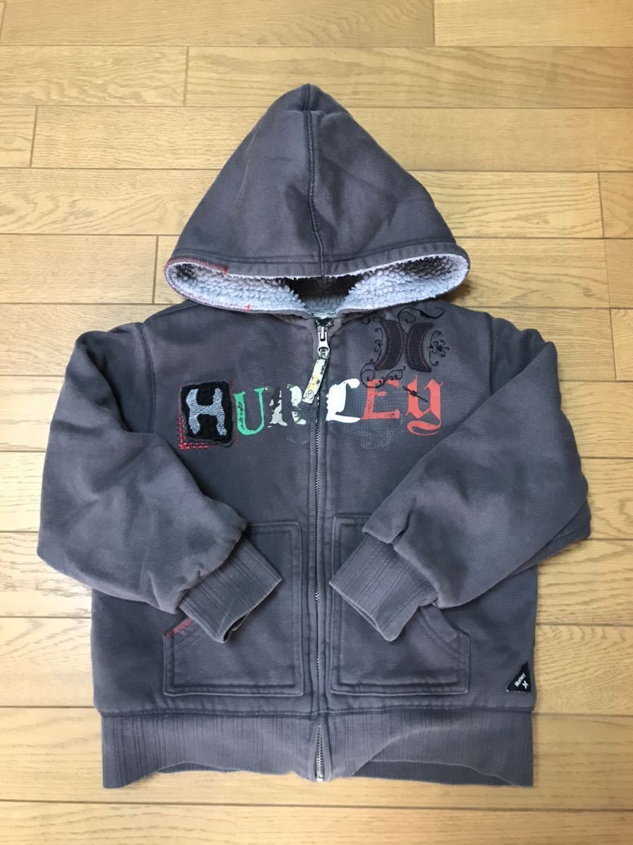 Hurley BOY’S FLEECE LINED FULL ZIP HOODIE size-5(120-着丈43身幅43) 中古(美品-数回使用) 送料無料 NCNR拍卖