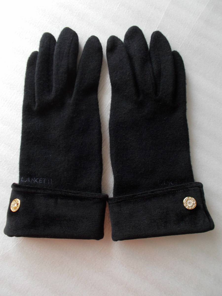 LANCETTI  ランチェッティ 手袋 レディース 黒 毛拍卖