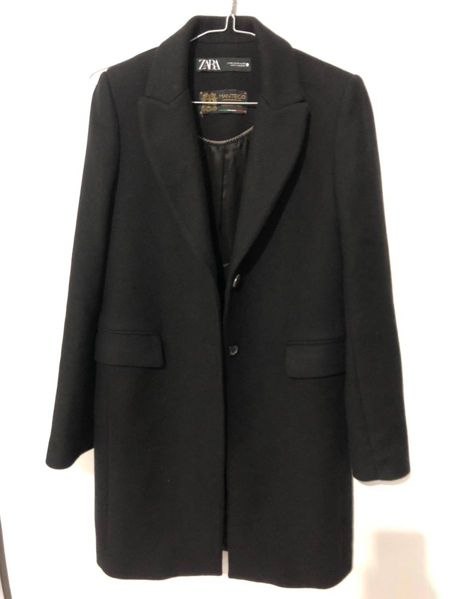 ZARA Manteco ザラ マンテコ シンプル チェスターコート 上質 黒 イタリア ウール 羊毛拍卖