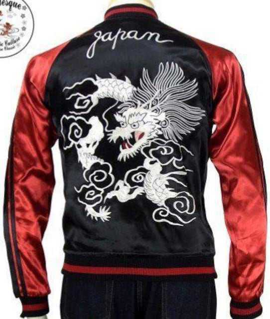 ジャパネスク×花旅楽団/白龍/スカジャン/ワイン/L/3RSJ-017/サトリ拍卖