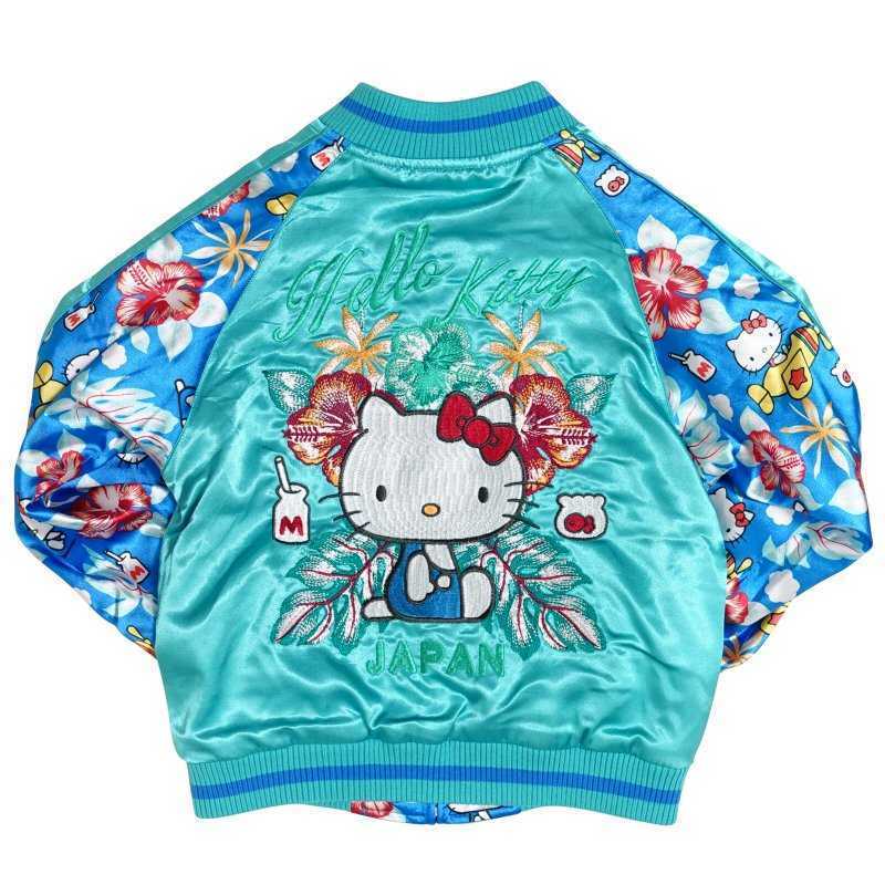 ハローキティ×花旅楽団/キティちゃん/キッズスカジャン/130/サトリ/サンリオ拍卖