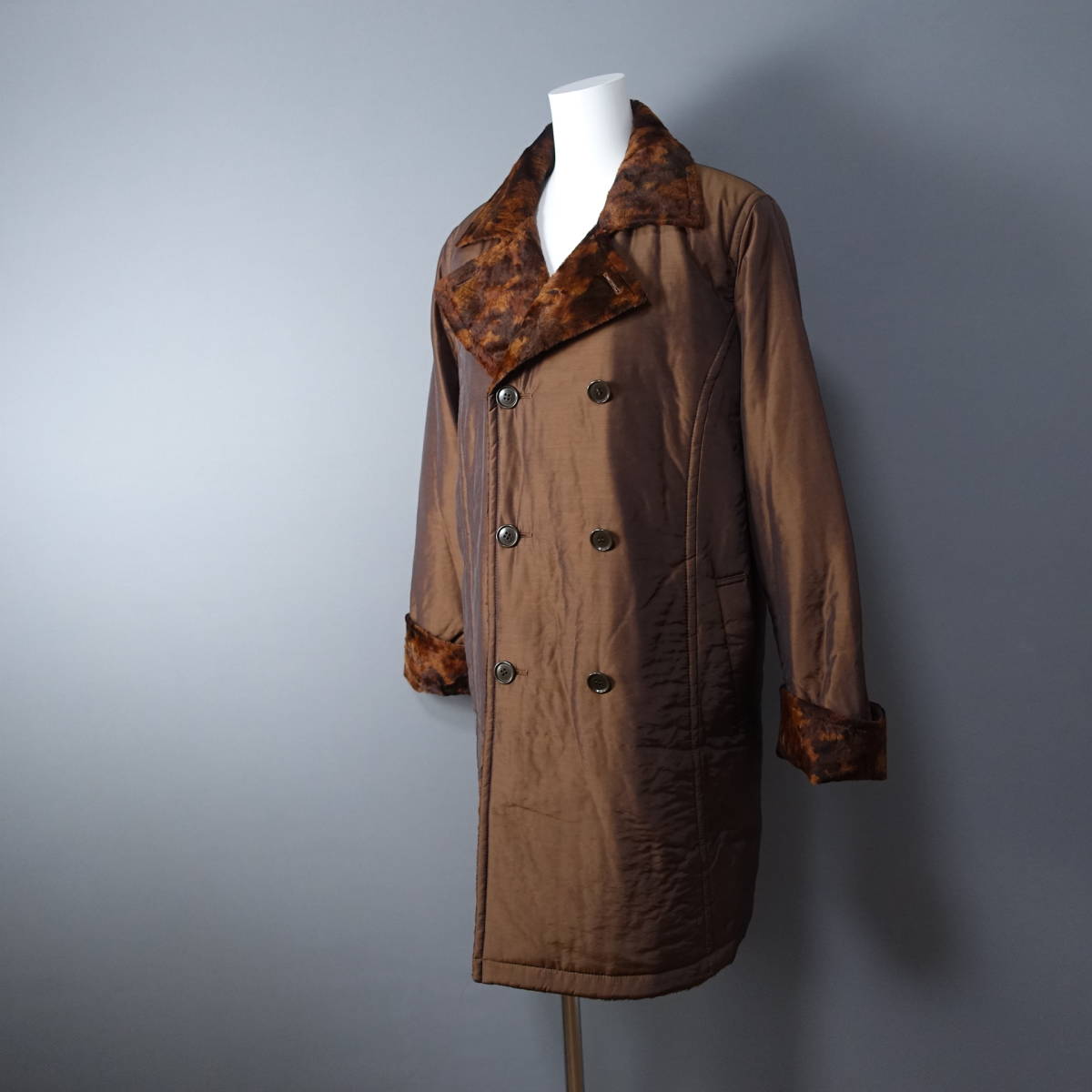 美品*Leilian/レリアン/11/日本製/裏地アニマル柄/中綿コート/ブラウン/茶/レディース/ロング拍卖