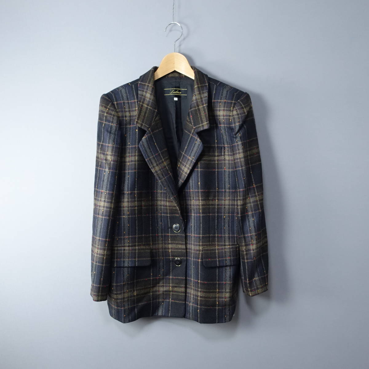 Leilian/レリアン/11/日本製/ウール100%ジャケット/グリーン×ネイビー/緑×紺拍卖