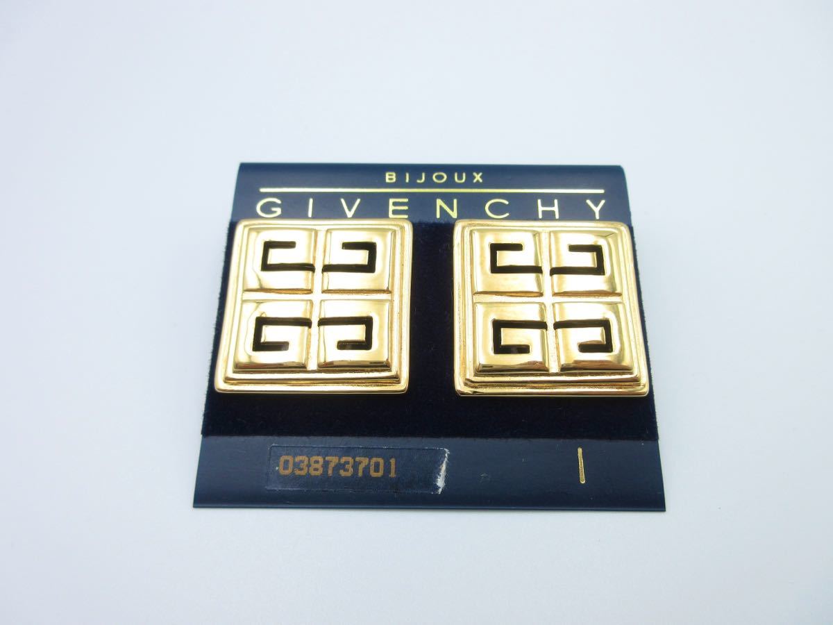 【未使用】BIGロゴ●ジバンシー GIVENCHY イヤリング ジバンシイ ヴィンテージ 結婚式 パーティー レア スクエア B24拍卖