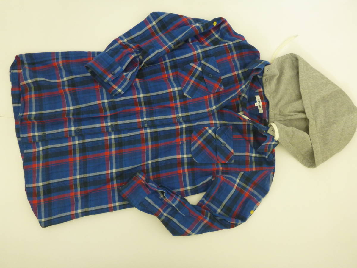 TOMMY トミー ★青チェック柄 フード取り外し可能拍卖