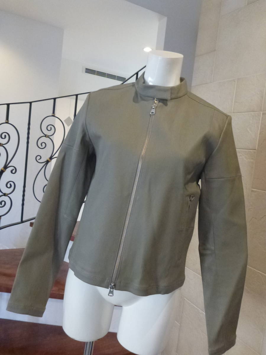 美品 GRANDE ★ グレー 合成皮革 美ライン ジャケット M相当拍卖