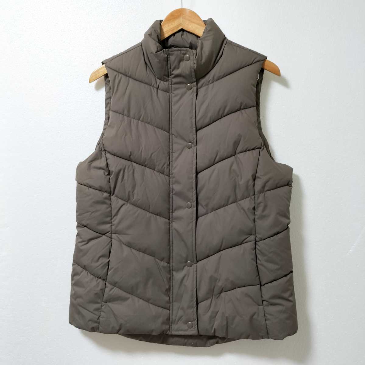 【新品タグ付き】GAP ギャップ 前開き 中綿ベスト レディース Lサイズ ブラウン系 未使用 自宅保管品拍卖