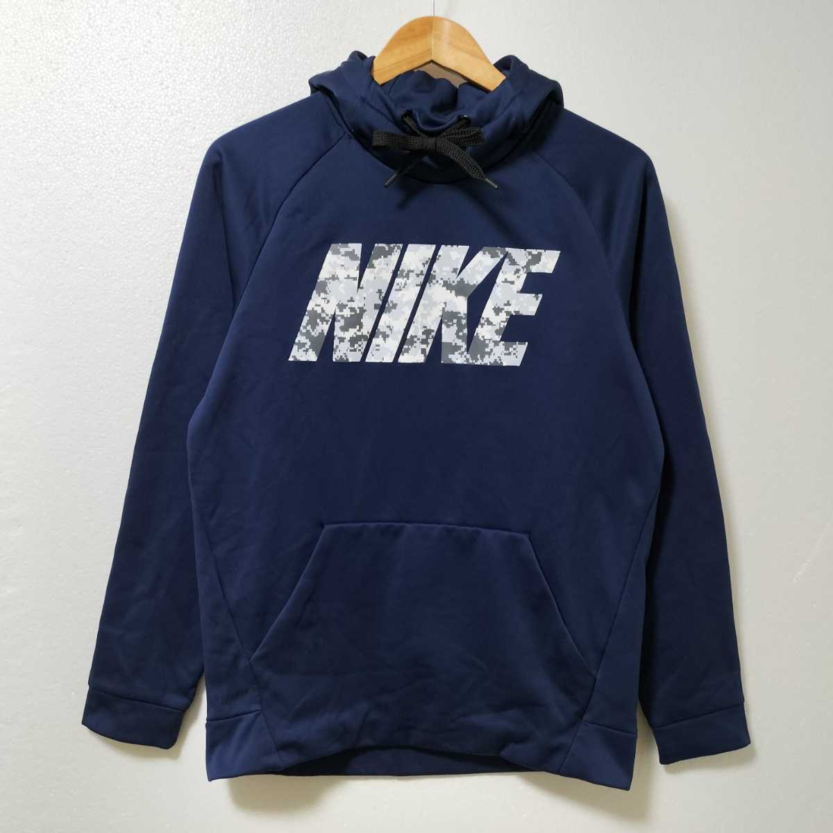 【スポーツMIX】NIKE ナイキ スウェット パーカー Mサイズ ネイビー 裏フリース ビッグロゴ拍卖