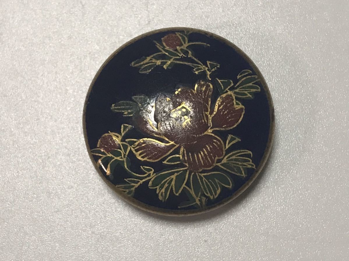 薩摩ボタン 1個 陶器ボタン 里帰り Japan印 花ボタン アンティーク コバルトブルー拍卖