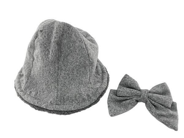 ボア帽子 リバーシブル 折りたたみ 小顔 頭囲56~59cm グレー拍卖
