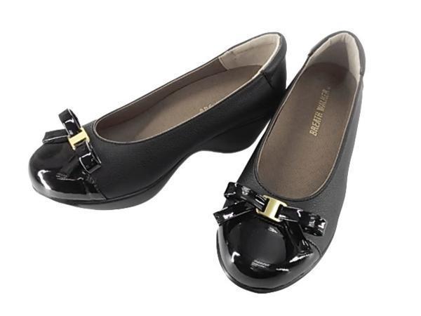 コンフォートパンプス 高反発素材ブレスエアー 日本製 22.5cm 3E ブラック拍卖