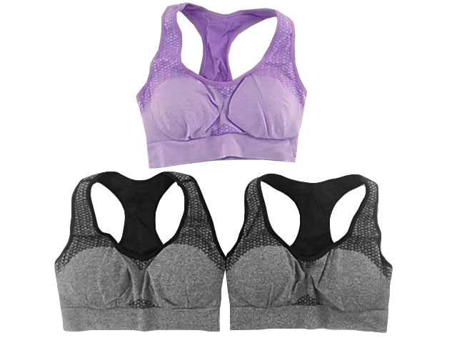 エアーフィットヨガブラ 3枚組 S~M ダークグレー フェアリーラベンダー拍卖