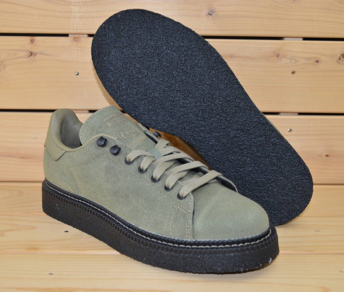 アディダス オリジナルス 22cm スタンスミス 税込定価17600円 グリーン ブラック adidas STANSMITH クレープソール ラバーソール 緑 黒拍卖