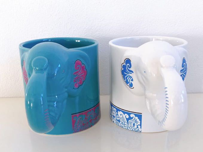レアなアジア タイエスニック 持ち手エレファント マグカップ2個セット拍卖