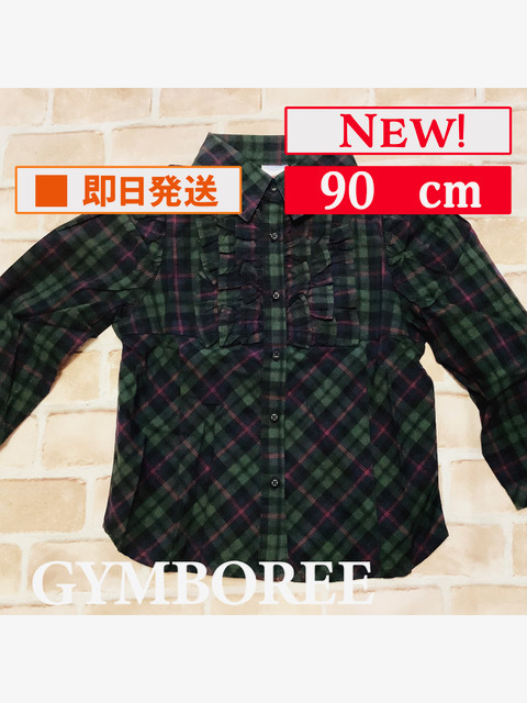 Top-552【新品】Gymboree/ブラウス/90cm/US3/タータンチェック柄/フリル/長袖/ジンボリー/インポート/女の子/子供服/送料無料拍卖
