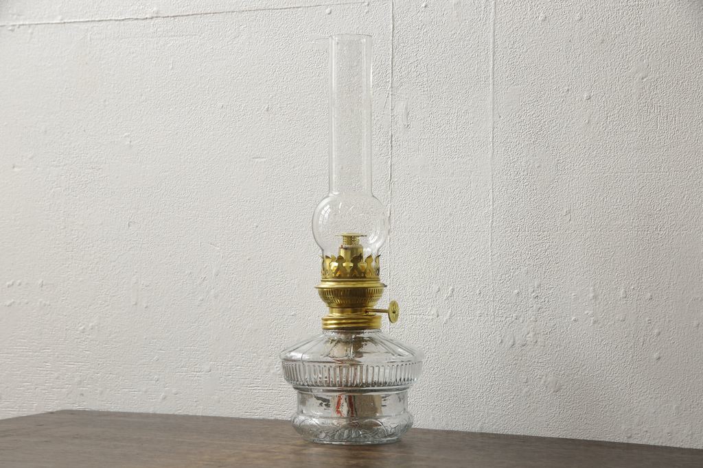 R-059635 和製アンティーク デッドストック品 巻芯14番 レトロな佇まいがお洒落なオイルランプ(灯油ランプ、卓上ランプ)拍卖