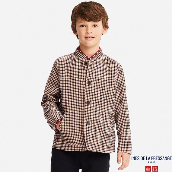 【新品・120】ユニクロ×イネス キッズ KIDS プリントコーデュロイカバーオール チェック ベージュ ジャケット カバーオール 115-125拍卖