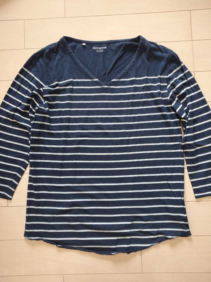 nonnative(ノンネイティブ) ボーダー七分袖Tシャツ カラー:ネイビー系×ホワイト系 表示サイズ:1拍卖