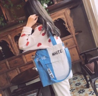 ショルダーバッグキャンバス バイカラートートバッグ レディース【1~3】拍卖